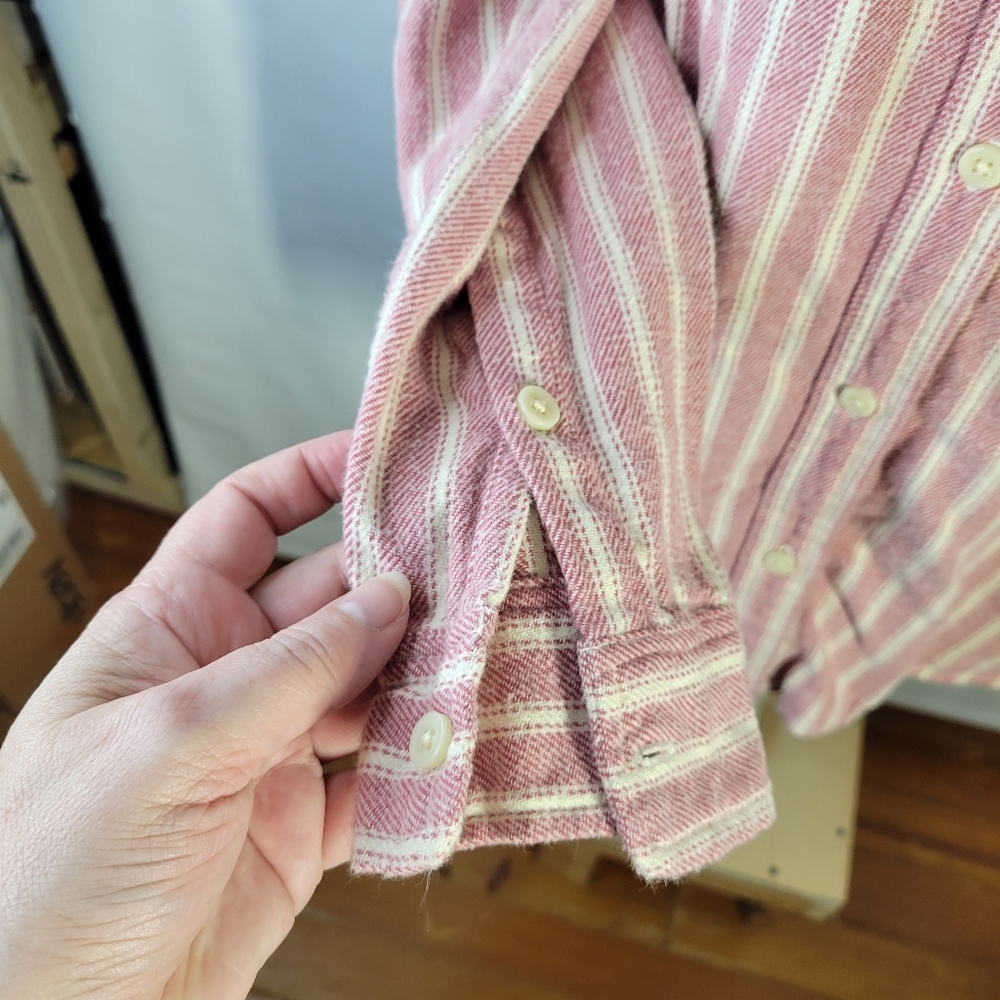 Womans Madewell Flannel 100% Cotton Button Front LS Shirt Size Small Stripe - Picture 6 of 11